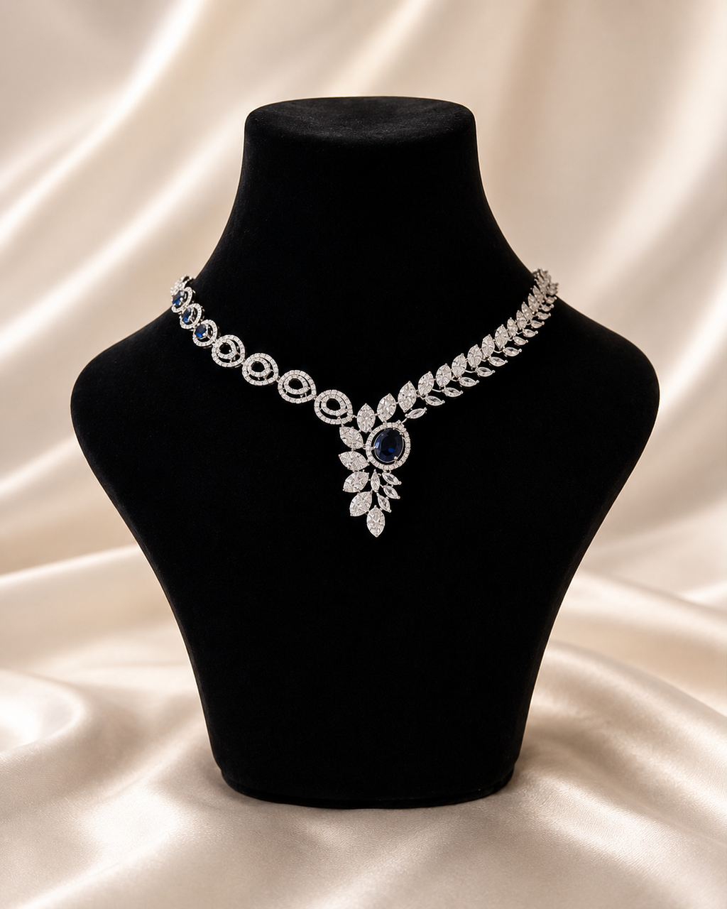 Sapphire Leaf Cascade Necklace