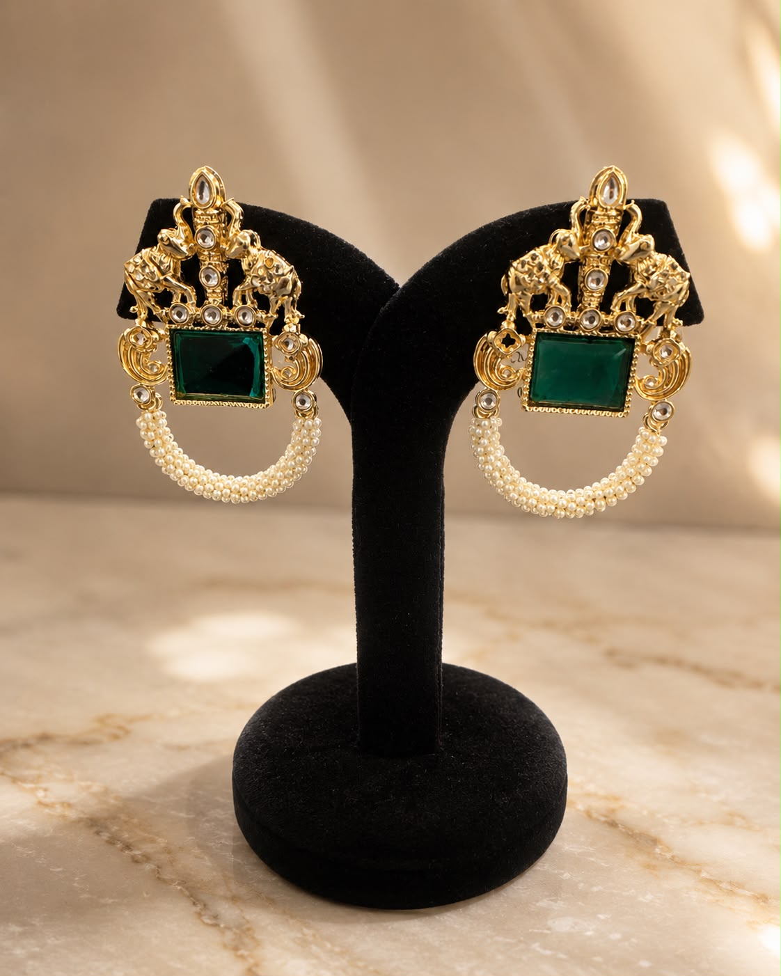 Meher Emerald Pearl Earrings