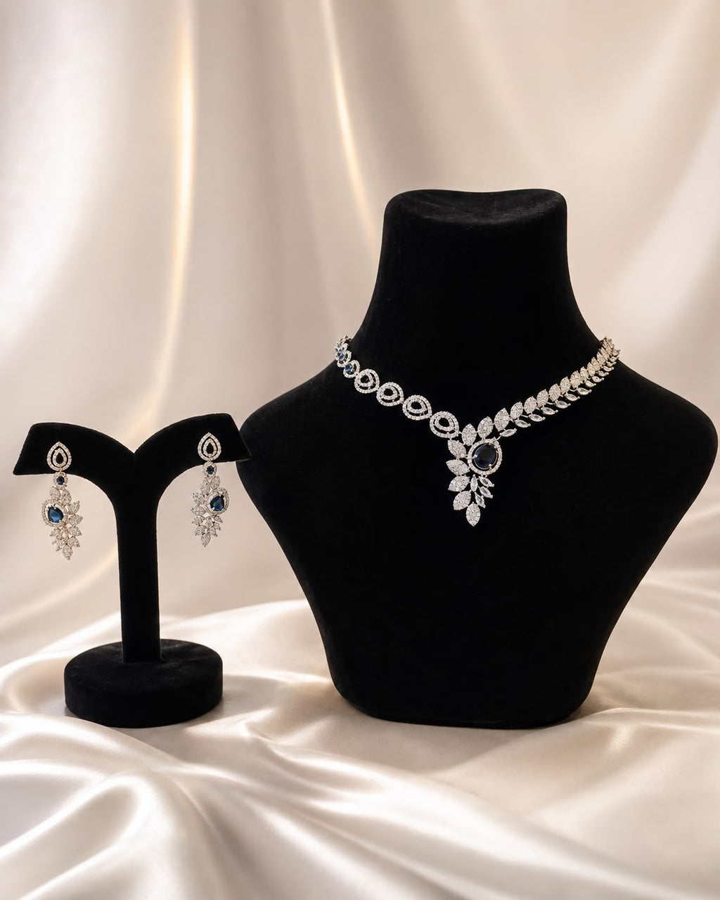 Sapphire Leaf Cascade Necklace